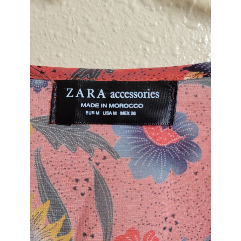 Zara Colorful Floral Ruffle Chiffon Romantic Short Sleeve Bodysuit Sz M - Picture 4 of 15